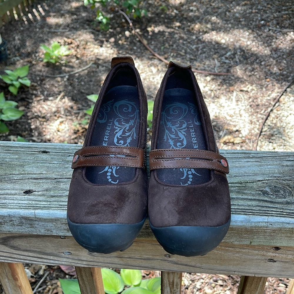 Merrell Womens Plaza Bandeau Espresso Brown Leather Shoes- Size 8